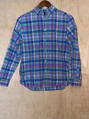 Lauren Ralph Lauren Blue, Pink & Green Plaid Kids Button-Up Shirt